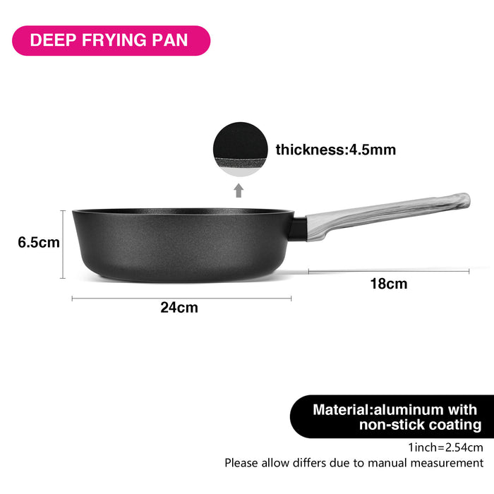 Deep Frying Pan 24cm with Double Screw Handle MIRA with Induction Bottom