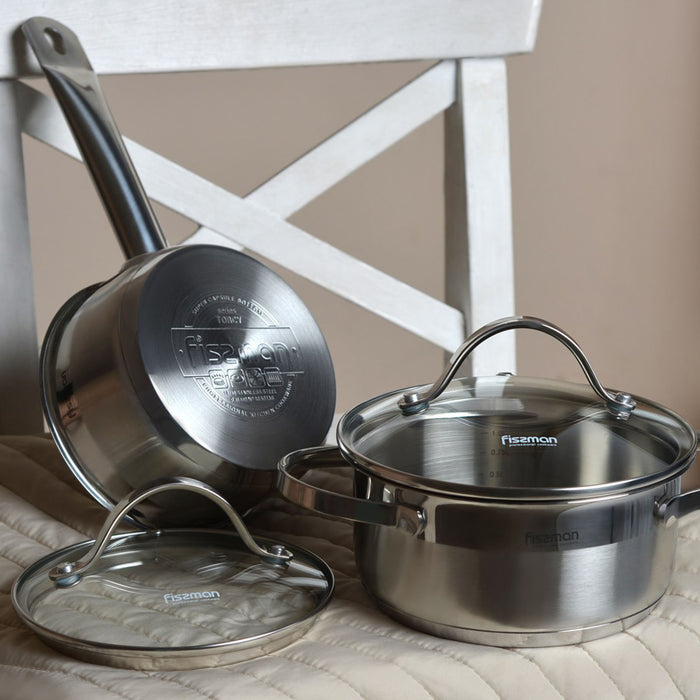 Cookware Set Casserole (5.2L,  3L,  1.5L) with Lid,  Saucepan (1.5L) with Lid Stainless Steel 4-Piece Cookware Set with Measuring Mark, Induction Bottom For all Stovetops