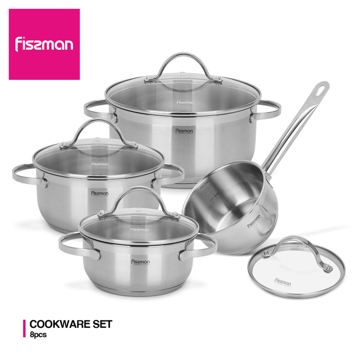 Cookware Set Casserole (5.2L,  3L,  1.5L) with Lid,  Saucepan (1.5L) with Lid Stainless Steel 4-Piece Cookware Set with Measuring Mark, Induction Bottom For all Stovetops