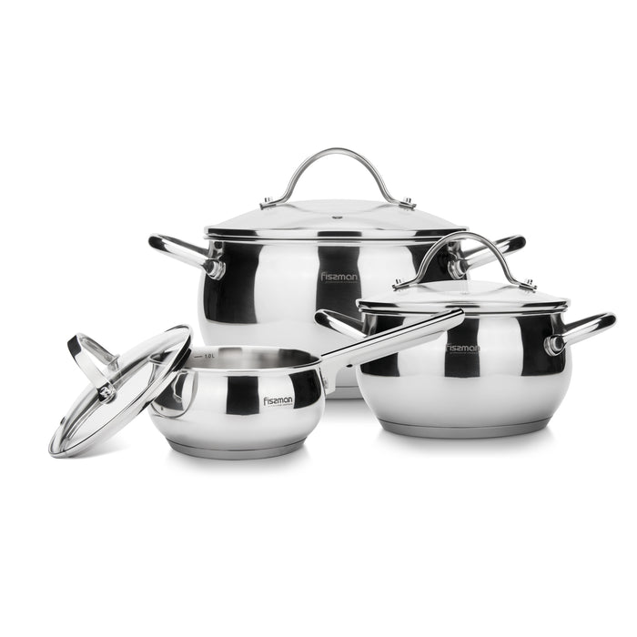 6-Piece Cookware Set-  Stainless Steel Casserole 3.5LTR And 1.8 LTR, And Saucepan 1.8LTR with Lids