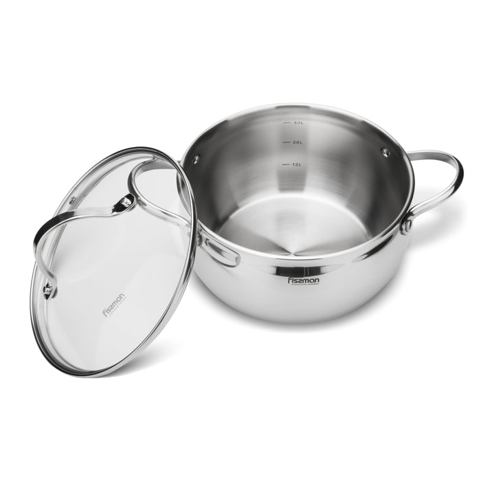 6-Piece Cookware Set-  Stainless Steel Casserole 3.5LTR And 1.8 LTR, And Saucepan 1.8LTR with Lids