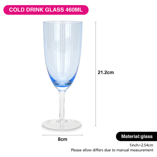 Wine Glass 460ml with Crystal Blue Design (Single Piece)