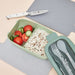 2-Compartment Lunch Box 20.5cm/1000ml, Color Green Plastic