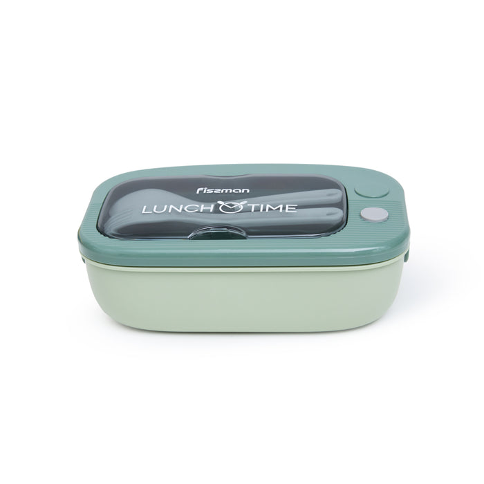 2-Compartment Lunch Box 20.5cm/1000ml, Color Green Plastic