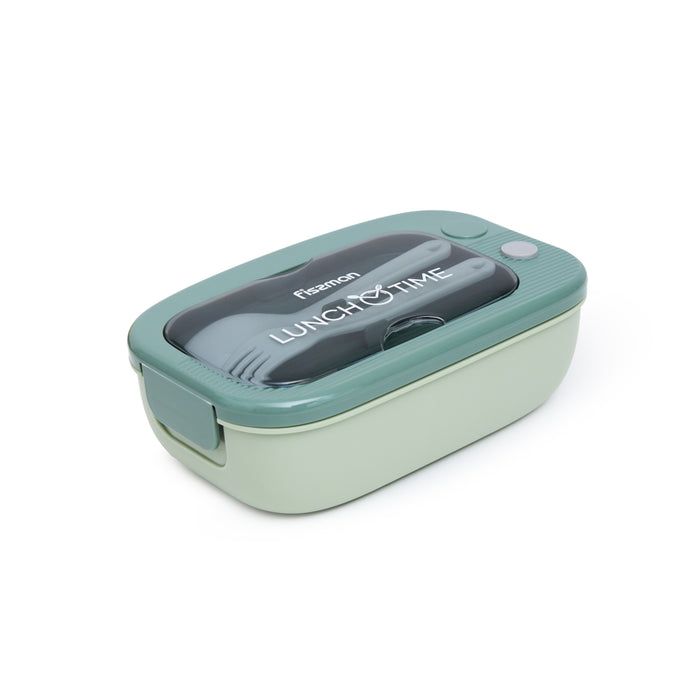 2-Compartment Lunch Box 20.5cm/1000ml, Color Green Plastic