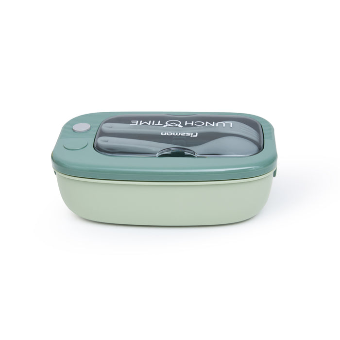 2-Compartment Lunch Box 20.5cm/1000ml, Color Green Plastic