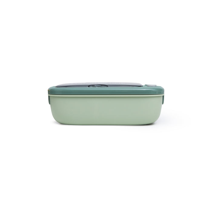 2-Compartment Lunch Box 20.5cm/1000ml, Color Green Plastic