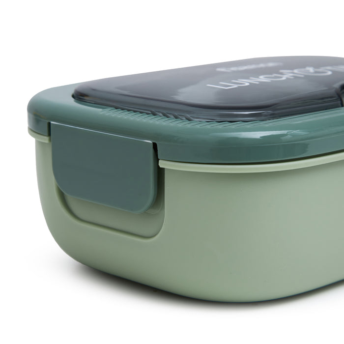 2-Compartment Lunch Box 20.5cm/1000ml, Color Green Plastic