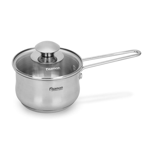 Saucepan  0.8L with Glass Lid, Stainless Steel 18/10 INOX304 Sauce pan Gulliver Series, Induction Bottom Suitable for all Types of Stoves