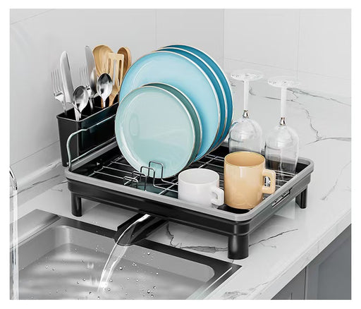 Dish Drying Rack 52x32x18cm, Dish Rack with Drainboard and Cutlery Holder