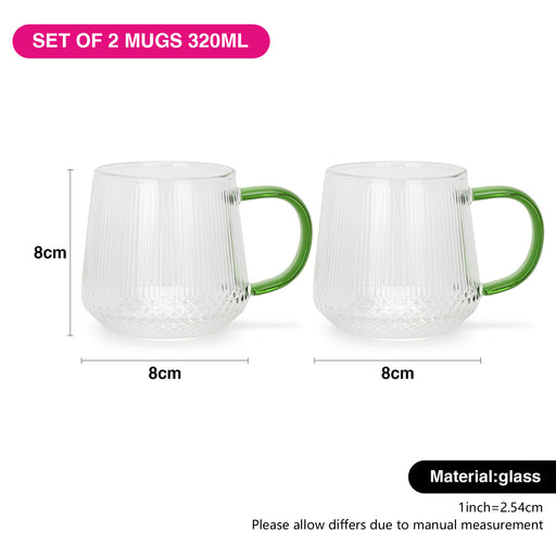 Cup Set 2pcs 320ml (Heat Resistant Glass) Tea Coffee Mugs