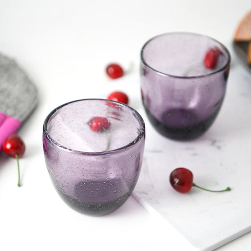 2-Piece Tumbler Glass 380ml with Solid Glass Purple