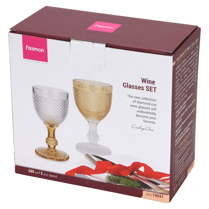 2-Piece Wine Glass Gold 280ml