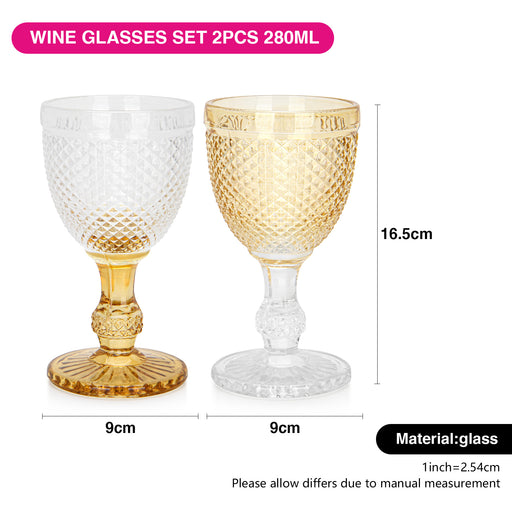 2-Piece Wine Glass Gold 280ml