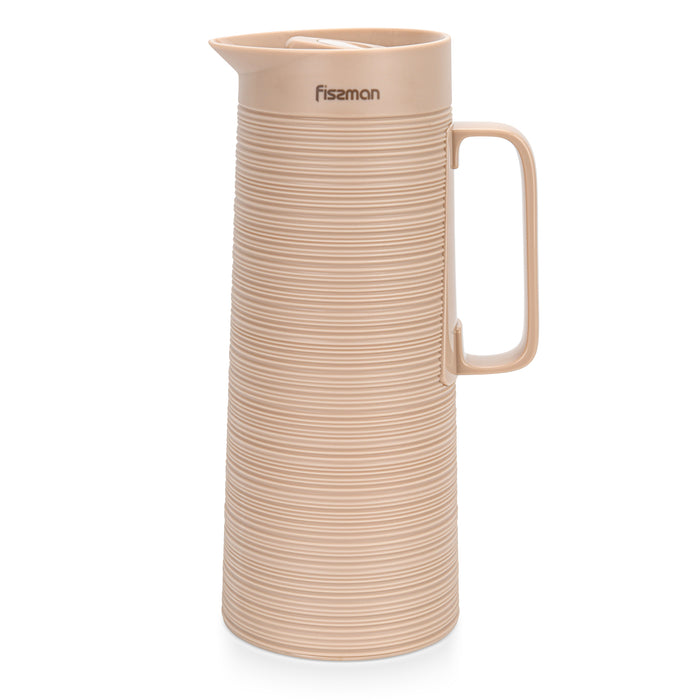 Vacuum Insulated Jug 1000mL, Insulated Flask, Modern Dallah, Plastic Body Case With  Glass Liner BEIGE
