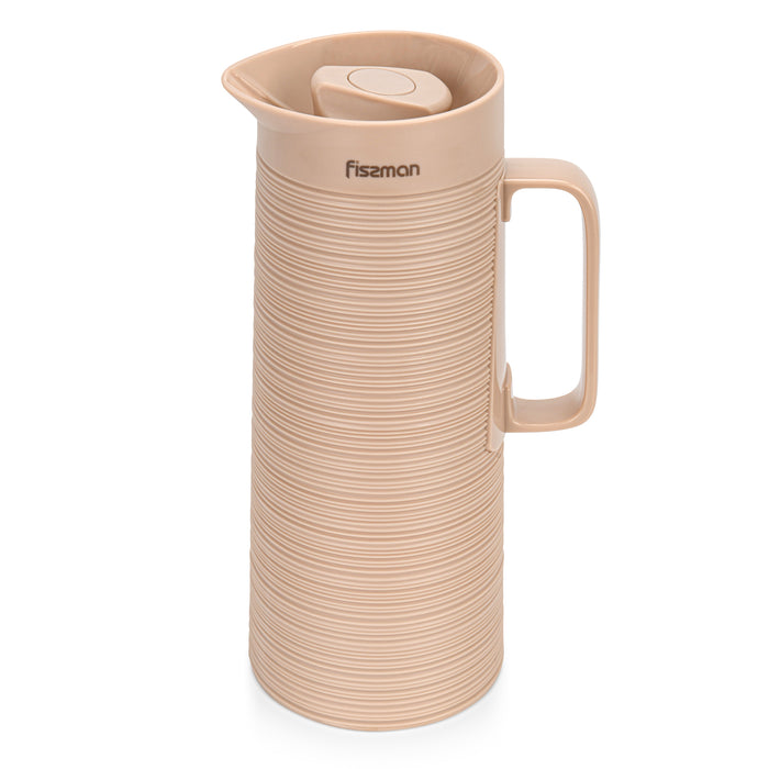 Vacuum Insulated Jug 1000mL, Insulated Flask, Modern Dallah, Plastic Body Case With  Glass Liner BEIGE