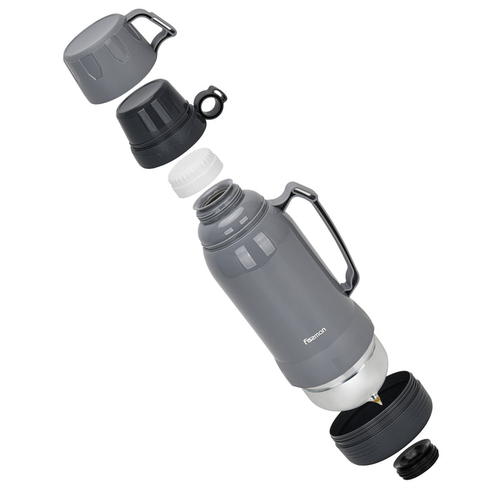 1800ml Vacuum Bottle with Plastic Case and Glass Dark Gray
