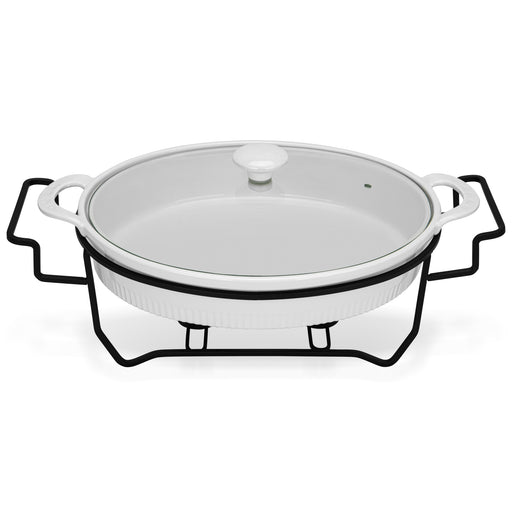 Oval Chafing Dish 31cm 2.1 LTR with Glass Lid (Porcelain)