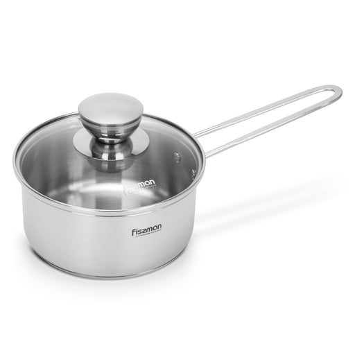 Saucepan 0.6L with Glass Lid, Stainless Steel Saucepan 12x6cm Mini Cook Series