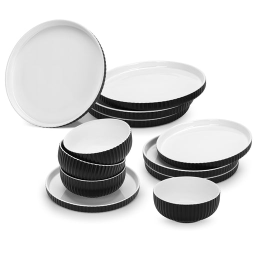 12-Piece Tableware Set Onyx Durable Porcelain
