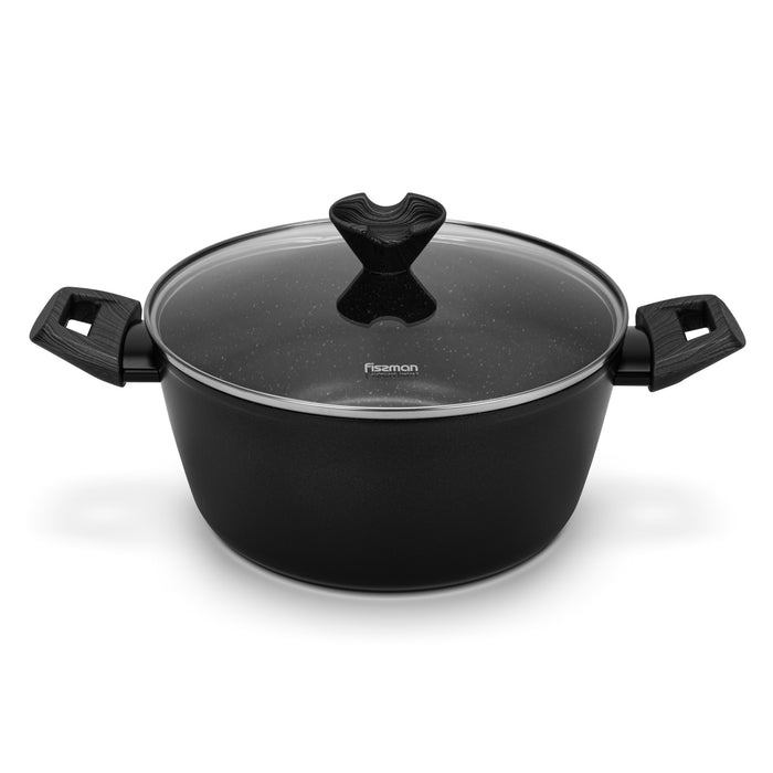 Stockpot Angela 24/4.2 LTR With Glass Lid Aluminium With Non-Stick Coating