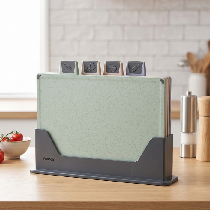 Fissman 4-Piece Cutting Board Set 30cm – Color-Coded with Unique Icons