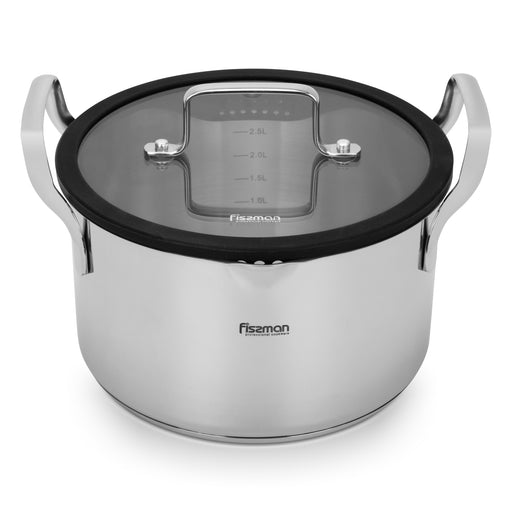 Stockpot 20cm/3.45 LTR FABIA with Glass Lid (Stainless Steel)