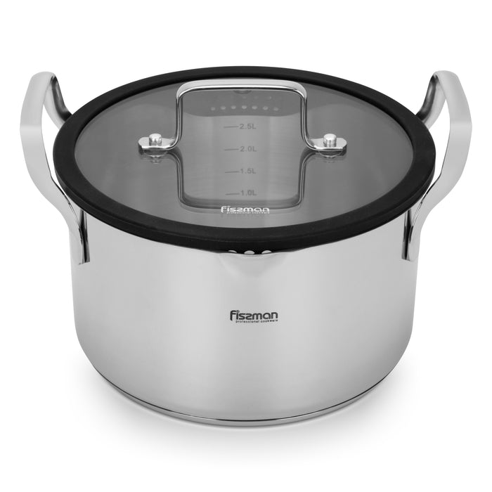 Stockpot 20cm/3.45 LTR FABIA with Glass Lid (Stainless Steel)