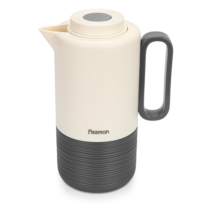 Vacuum Insulated Jug 1000mL, Insulated Flask, Modern Dallah, Plastic Body Case With  Glass Liner DARK GRAY
