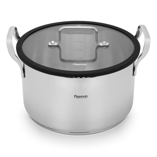 Stockpot 24cm/5.8 LTR FABIA with Glass Lid  (Stainless Steel)