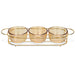 3-Piece Glass Bowl with Metal Stand 9.7x5.3cm, 240ml/36x10.4x5.7cm