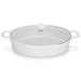 Oval Baking Dish with Glass Lid 1.6L, Porcelain Baking Dish with Handle 26.5cm