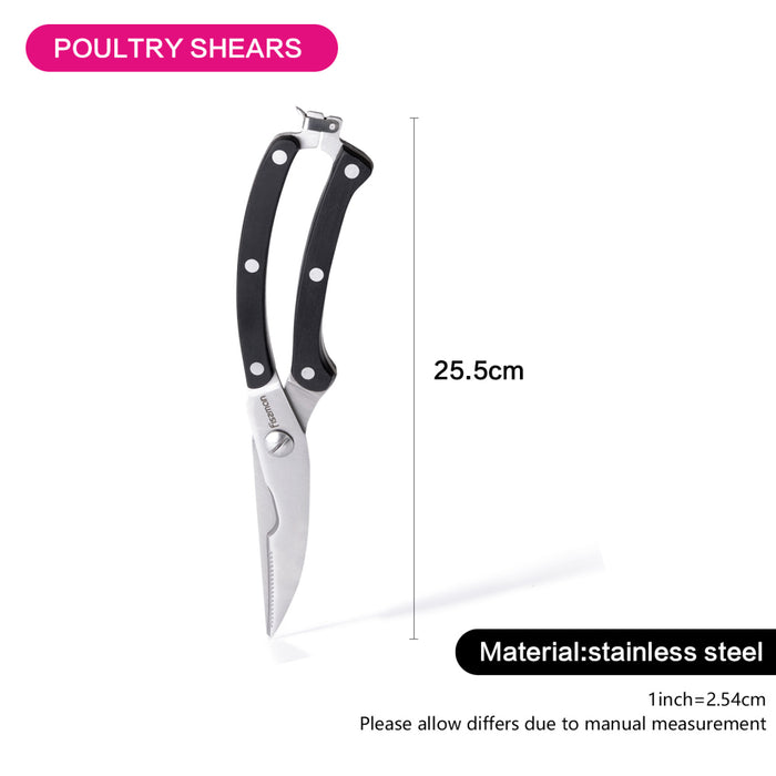 Kitchen Scissors 26cm, Stainless Steel Poultry Shears Sharp With Non Slip Handle, Multi-purpose Food Scissors with Safety Lock