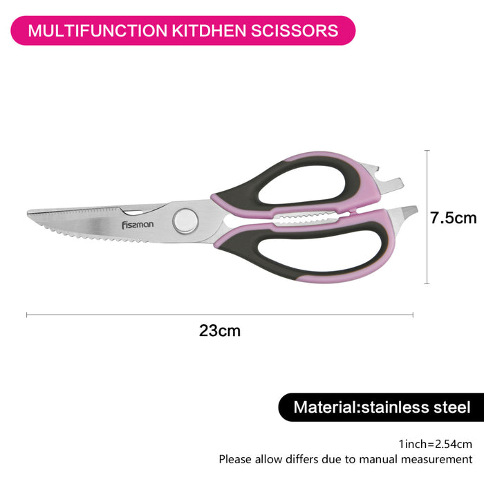 Kitchen Scissors 23cm Purple/Silver Multifunction Stainless Steel