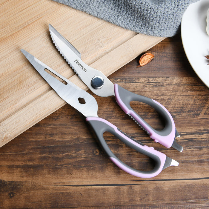 Kitchen Scissors 23cm Purple/Silver Multifunction Stainless Steel