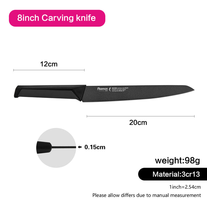 8"Carving Knife GOLFADA with Graphite Non-Stick Coated Steel(3Cr13 Steel)