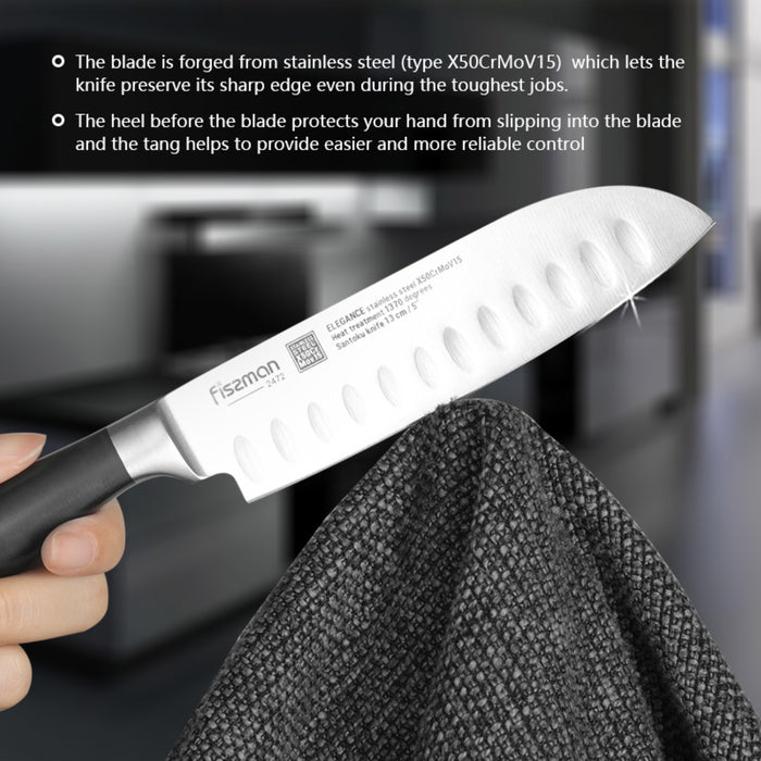 5 Santoku Knife Elegance (X50crmov15 Steel)