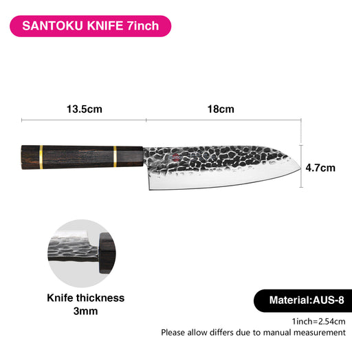 7" Santoku Knife SAMURAI BOKUDEN 18cm(Steel AUS-8)