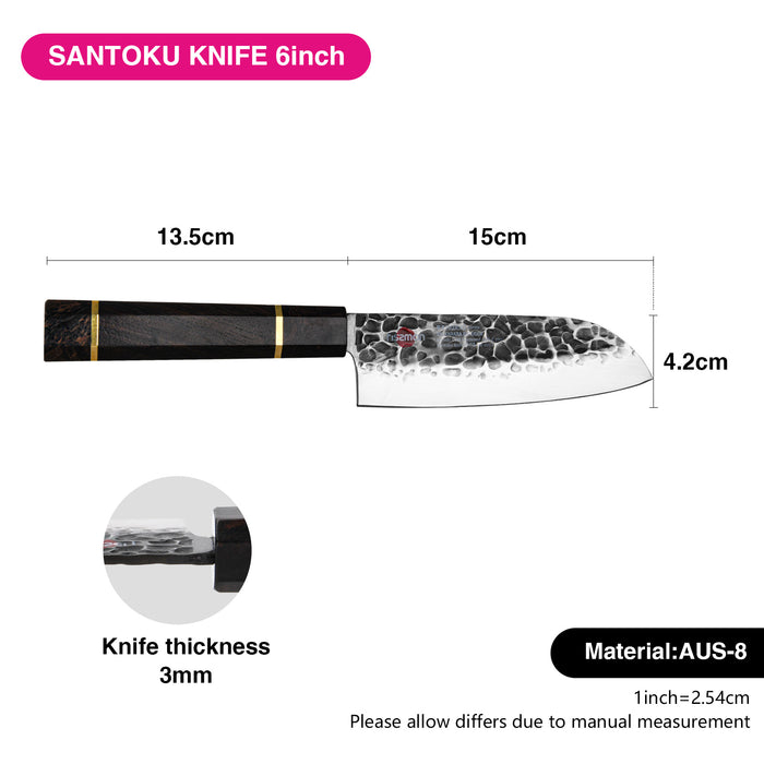 6" Santoku Knife SAMURAI BOKUDEN 15cm(Steel AUS-8)