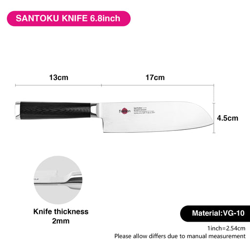 6.8" Santoku Knife SAMURAI MUSASHI 17cm (Steel DAMASCUS)
