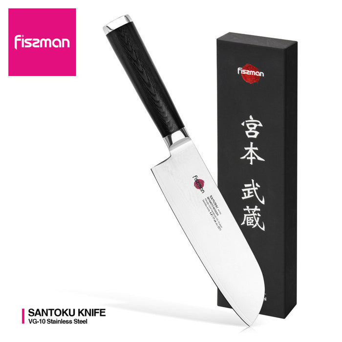 6.8" Santoku Knife SAMURAI MUSASHI 17cm (Steel DAMASCUS)