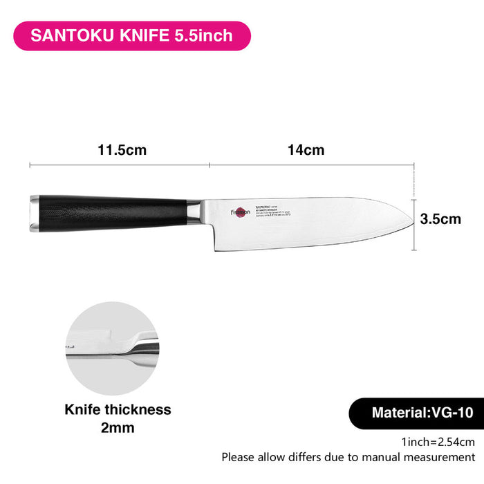 5.5" Santoku Knife SAMURAI MUSASHI 14cm (Steel DAMASCUS)