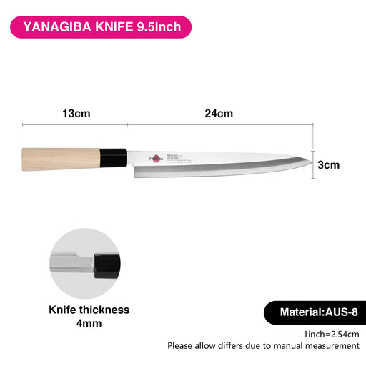 9.5" Yanagiba Knife SAMURAI HANZO 24cm(Steel AUS-8)