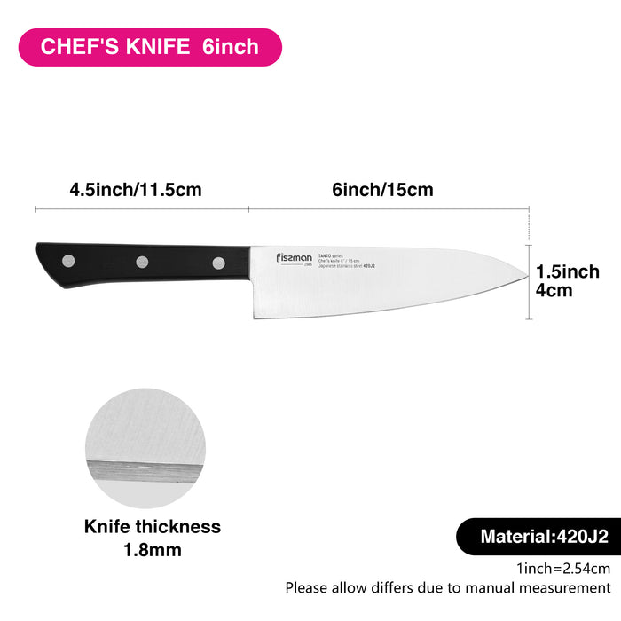 6" Chef Knife 15cm Tanto Series with Japanese Steel 420J2