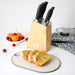 6 Pc Knife Set FUJIKAWA With Wooden Block, 9cm Pairing Knife, 13cm Utility Knife, 20cm Chef Knife, 20cm Slicer Knife, 20cm Bread knife