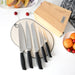 6 Pc Knife Set FUJIKAWA With Wooden Block, 9cm Pairing Knife, 13cm Utility Knife, 20cm Chef Knife, 20cm Slicer Knife, 20cm Bread knife