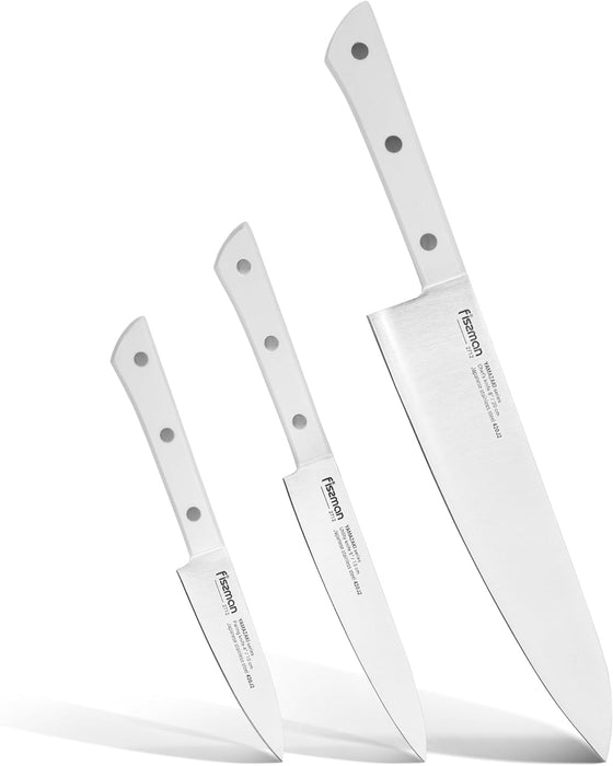 3-Piece Japanese Knife Set - 8" Chef Knife, 5" Utility Knife, 4" Paring Knife - Stainless Steel 420J2 Kitchen Knife Set Yamazaki Series