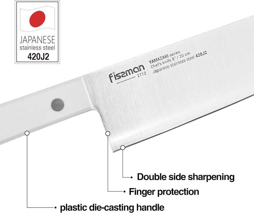 3-Piece Japanese Knife Set - 8" Chef Knife, 5" Utility Knife, 4" Paring Knife - Stainless Steel 420J2 Kitchen Knife Set Yamazaki Series