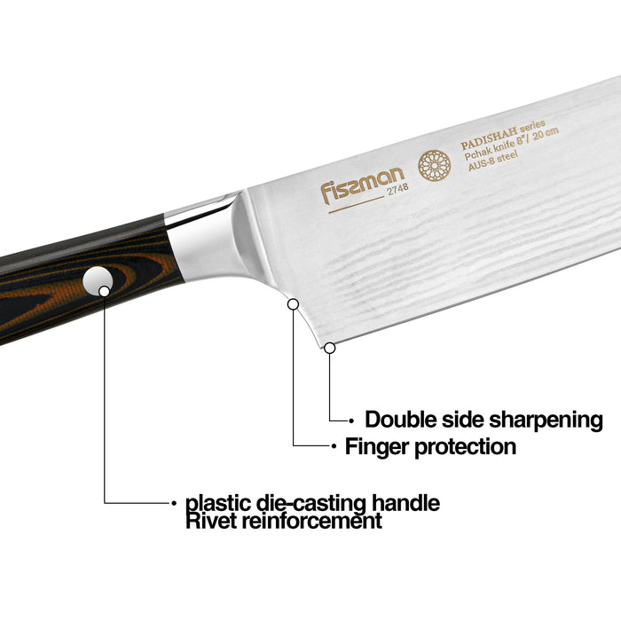 8'' Pchak Knife PADISHAH with AUS-8 Steel Kitchen Chef Knife