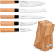 6-Piece Kitchen Knife Set with Wooden Block, Stainless Steel  Pascual Series Chef Knife, Slicing Knife, Bread Knife, Utility Knife, Paring Knife